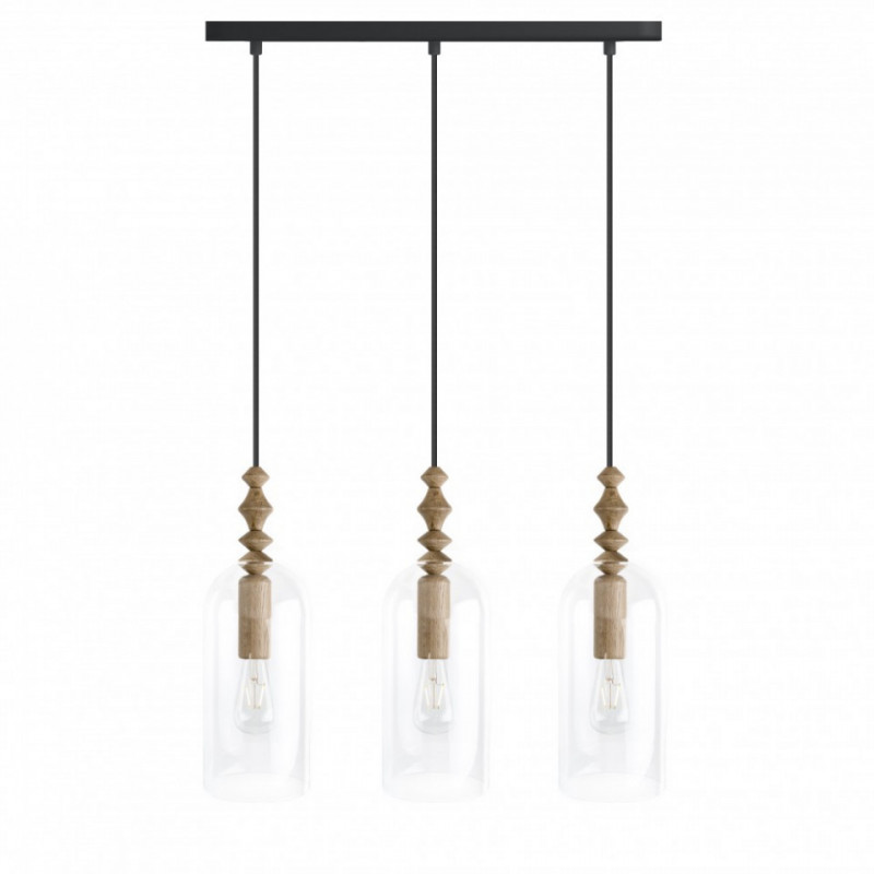 Loft Hulub 3L lampa wisząca z czarną listwą sufitową KOLOROWE KABLE