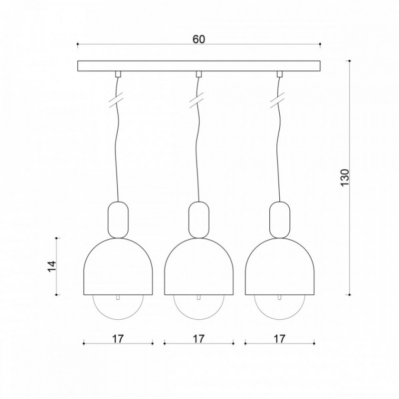 Lampa sufitowa Loft Ovoi 3L biała lampa wisząca na listwie KOLOROWE KABLE