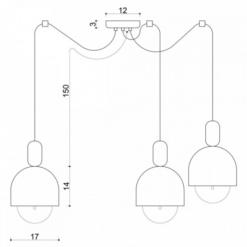 Loft Ovoi 3 biała strukturalna lampa wisząca KOLOROWE KABLE
