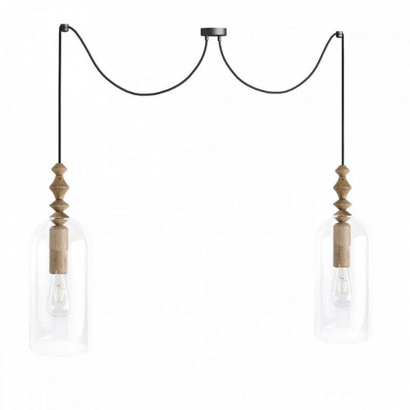 Loft Hulub 2 czarna lampa wisząca KOLOROWE KABLE