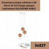 Drewniana lampa sufitowa Loft Sferni 3P E27 lampa wisząca kaskadowo KOLOROWE KABLE