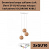 Drewniana lampa sufitowa Loft Sferni 3P GU10 lampa wisząca kaskadowo KOLOROWE KABLE