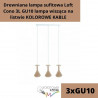 Drewniana lampa sufitowa Loft Cono 3L GU10 lampa wisząca na listwie KOLOROWE KABLE