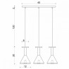 Drewniana lampa sufitowa Loft Cono 3L GU10 lampa wisząca na listwie KOLOROWE KABLE