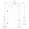 Drewniana lampa sufitowa Loft Cono 3 GU10 lampa wisząca typu pająk KOLOROWE KABLE