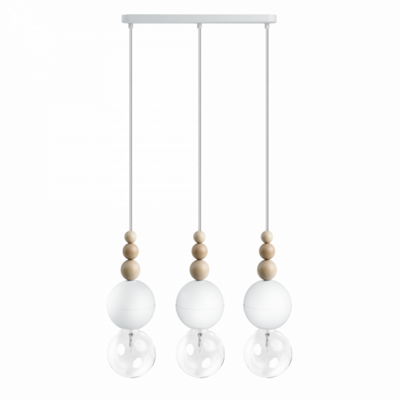 Loft Bala 3L biała strukturalna lampa wisząca KOLOROWE KABLE