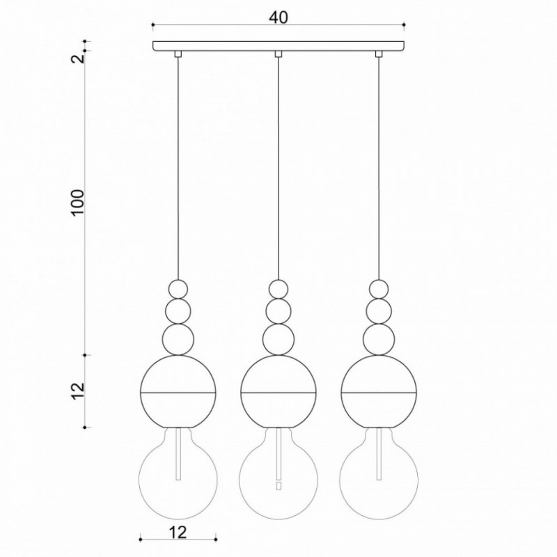 Loft Bala 3L czarna strukturalna lampa wisząca KOLOROWE KABLE