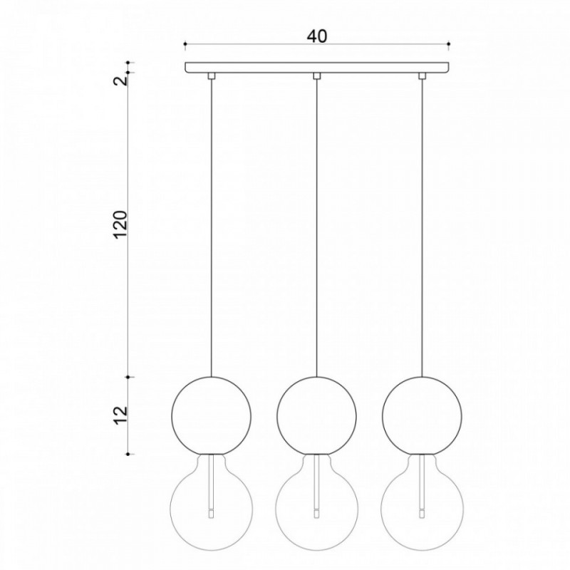 Drewniana lampa sufitowa Loft Sferni 3L E27 lampa wisząca na listwie KOLOROWE KABLE