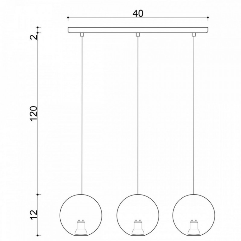 Drewniana lampa sufitowa Loft Sferni 3L GU10 lampa wisząca na listwie KOLOROWE KABLE