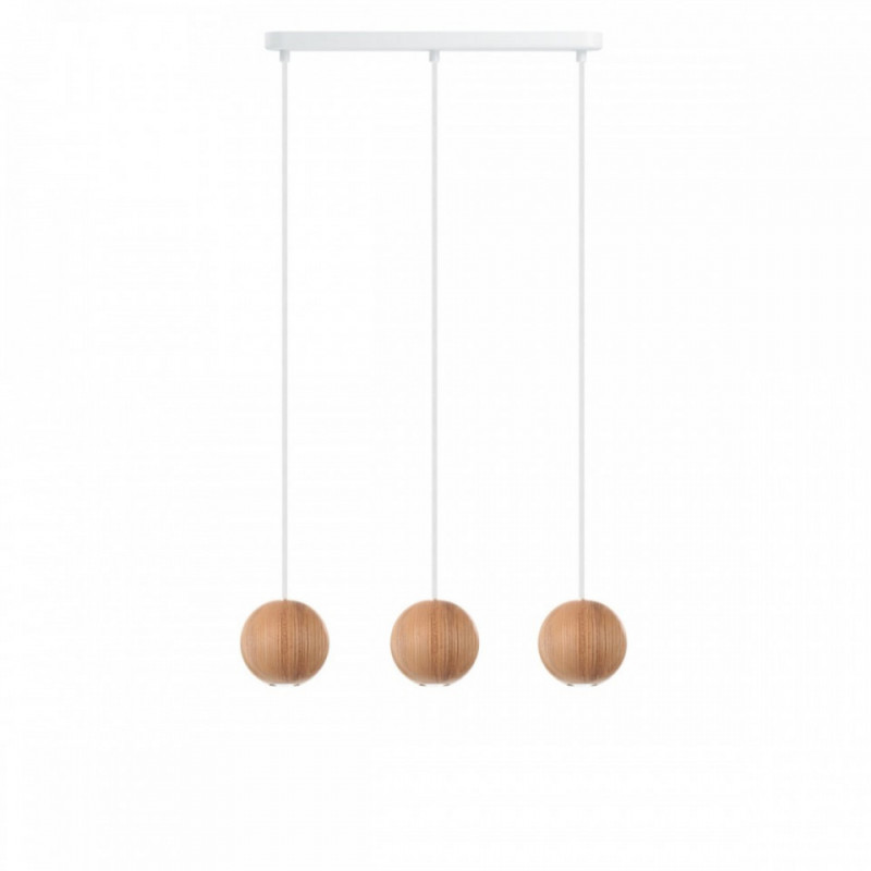Drewniana lampa sufitowa Loft Sferni 3L GU10 lampa wisząca na listwie KOLOROWE KABLE