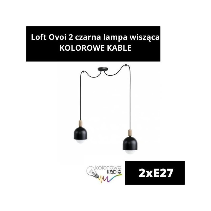 Loft Ovoi 2 czarna lampa wisząca KOLOROWE KABLE
