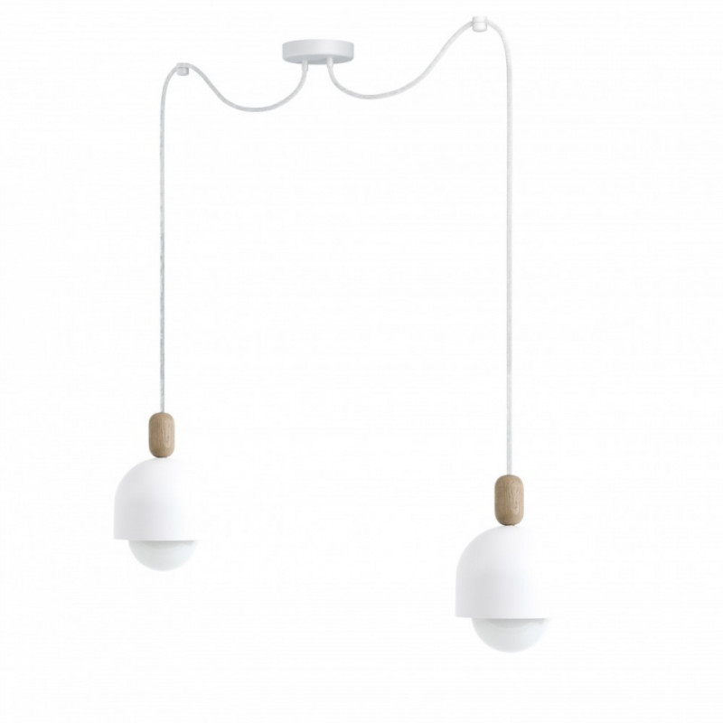 Loft Ovoi 2 biała strukturalna lampa wisząca KOLOROWE KABLE
