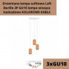 Drewniana lampa sufitowa Loft Barille 3P GU10 lampa wisząca kaskadowo KOLOROWE KABLE