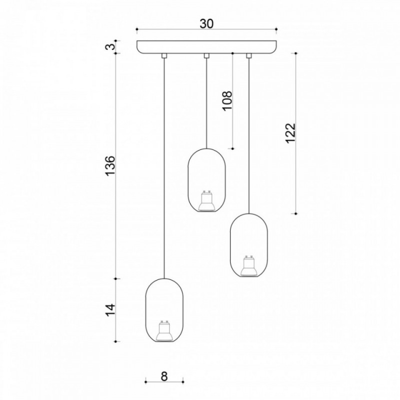 Drewniana lampa sufitowa Loft Barille 3P GU10 lampa wisząca kaskadowo KOLOROWE KABLE