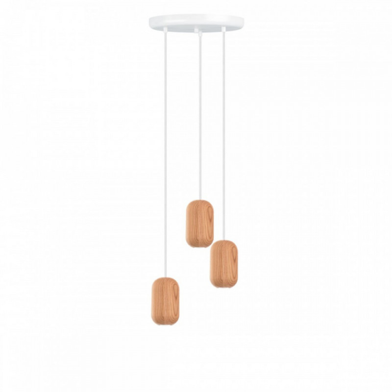 Drewniana lampa sufitowa Loft Barille 3P GU10 lampa wisząca kaskadowo KOLOROWE KABLE