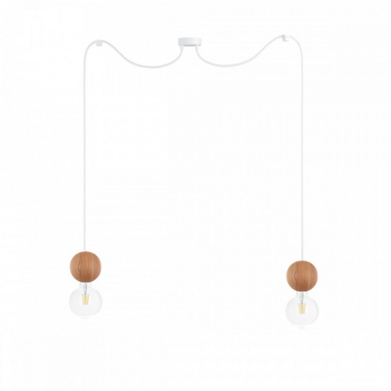 Drewniana lampa sufitowa Loft Sferni 2 E27 lampa wisząca typu pająk KOLOROWE KABLE