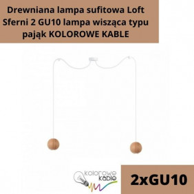 Drewniana lampa sufitowa Loft Sferni 2 GU10 lampa wisząca typu pająk KOLOROWE KABLE