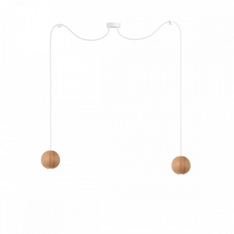 Drewniana lampa sufitowa Loft Sferni 2 GU10 lampa wisząca typu pająk KOLOROWE KABLE