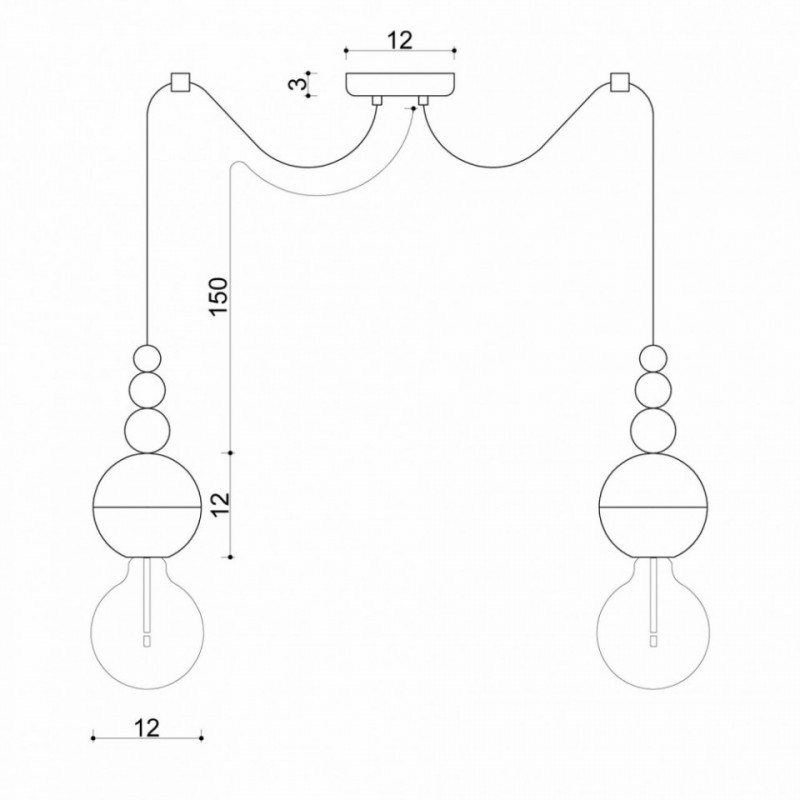 Loft Bala 2 czarna strukturalna lampa wisząca KOLOROWE KABLE
