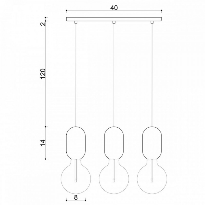 Drewniana lampa sufitowa Loft Barille 3L E27 lampa wisząca na listwie KOLOROWE KABLE