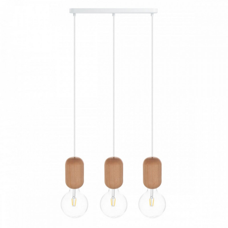 Drewniana lampa sufitowa Loft Barille 3L E27 lampa wisząca na listwie KOLOROWE KABLE
