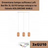 Drewniana lampa sufitowa Loft Barille 3L GU10 lampa wisząca na listwie KOLOROWE KABLE