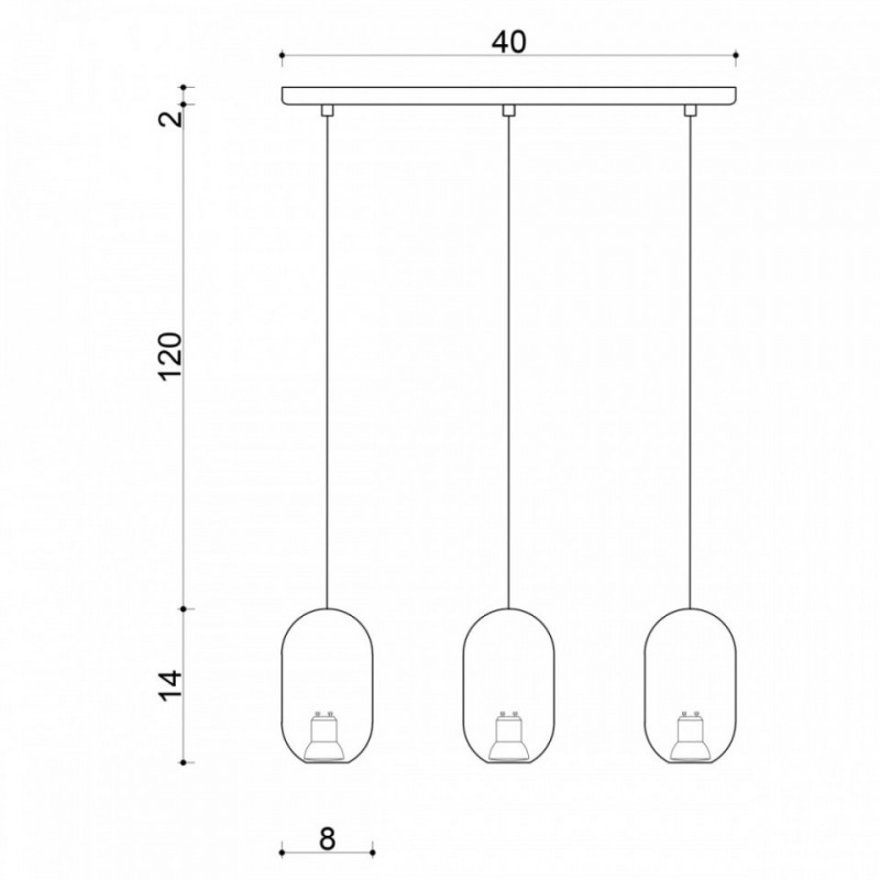 Drewniana lampa sufitowa Loft Barille 3L GU10 lampa wisząca na listwie KOLOROWE KABLE