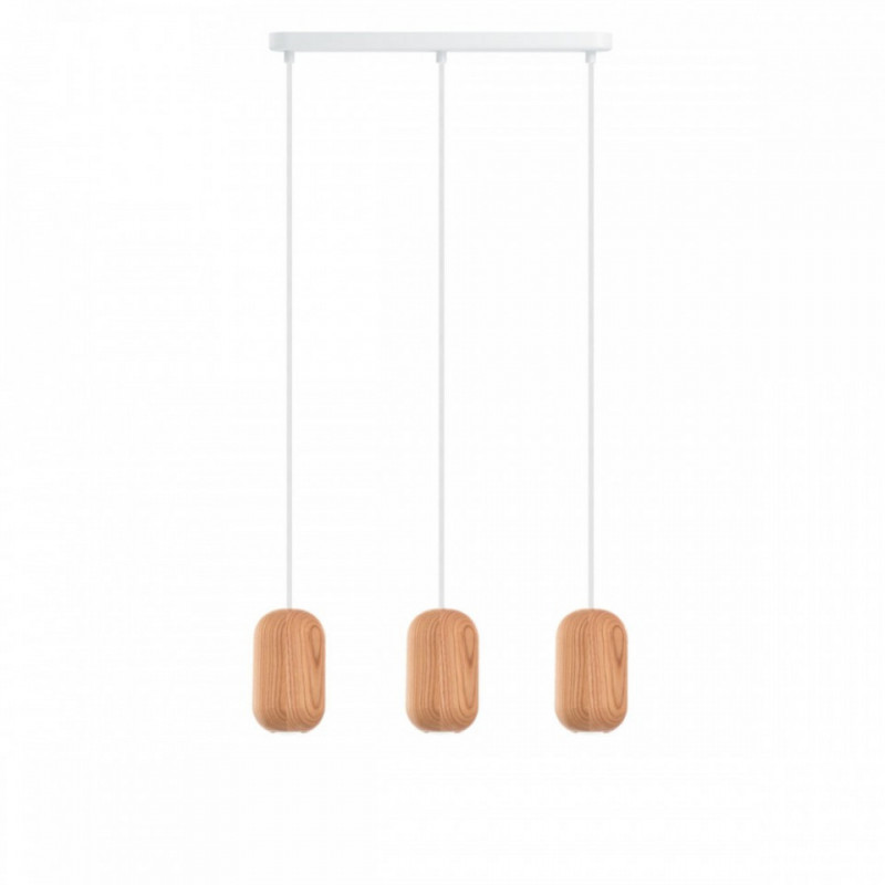 Drewniana lampa sufitowa Loft Barille 3L GU10 lampa wisząca na listwie KOLOROWE KABLE