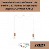 Drewniana lampa sufitowa Loft Barille 2 E27 lampa wisząca typu pająk KOLOROWE KABLE