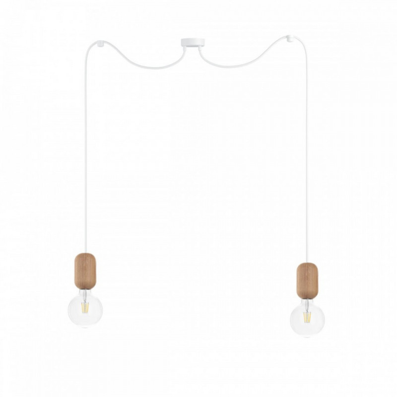 Drewniana lampa sufitowa Loft Barille 2 E27 lampa wisząca typu pająk KOLOROWE KABLE
