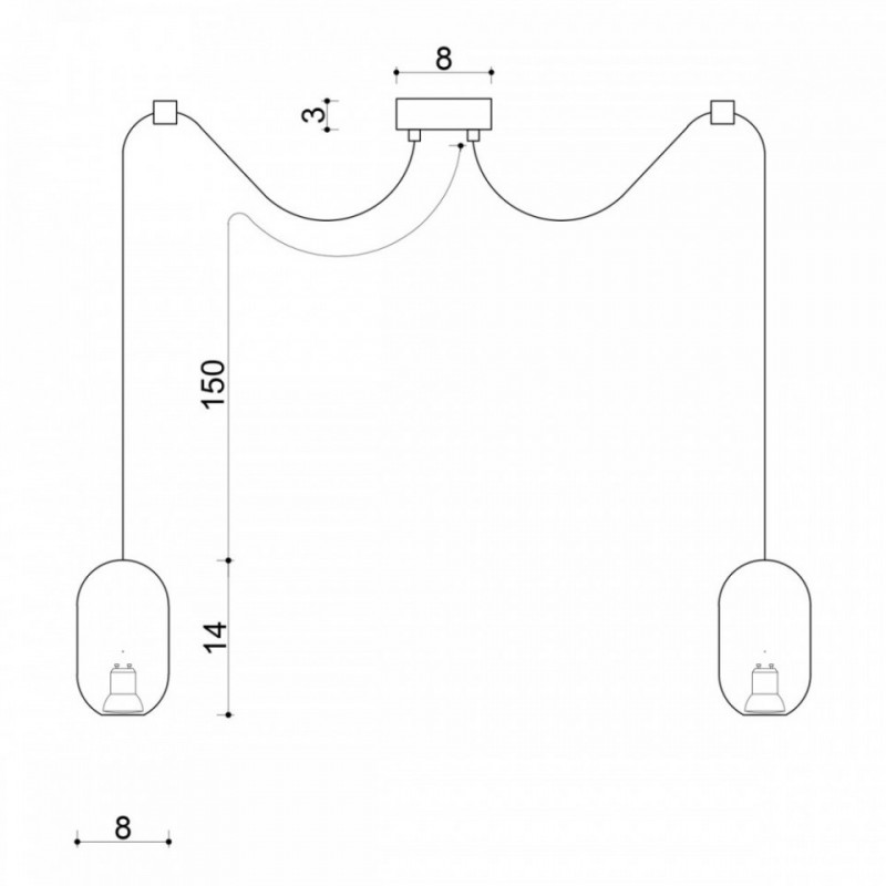Drewniana lampa sufitowa Loft Barille 2 GU10 lampa wisząca typu pająk KOLOROWE KABLE
