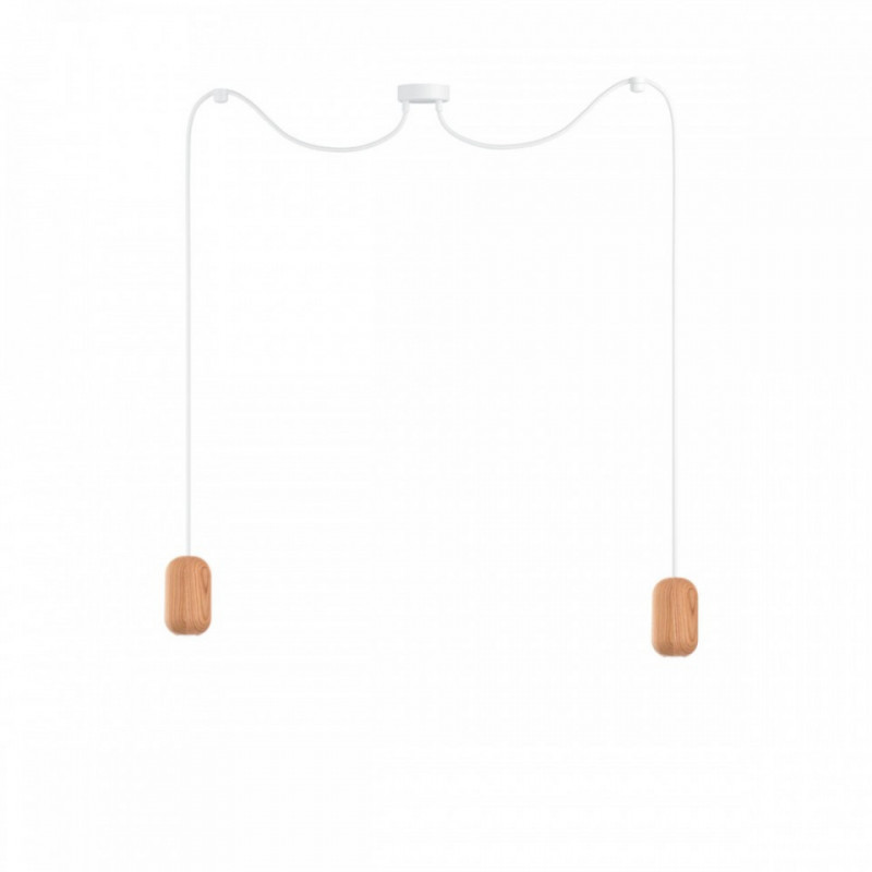 Drewniana lampa sufitowa Loft Barille 2 GU10 lampa wisząca typu pająk KOLOROWE KABLE