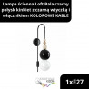 Lampa ścienna Loft Bala czarny połysk kinkiet z czarną wtyczką i włącznikiem KOLOROWE KABLE