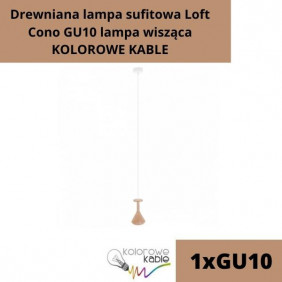 Drewniana lampa sufitowa Loft Cono GU10 lampa wisząca KOLOROWE KABLE
