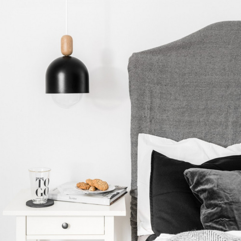 Loft Ovoi czarna lampa wisząca z białym przewodem KOLOROWE KABLE