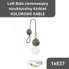 Loft Bala ciemnoszary strukturalny kinkiet KOLOROWE KABLE