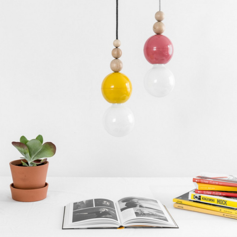 Loft Bala żółta lampa wisząca KOLOROWE KABLE