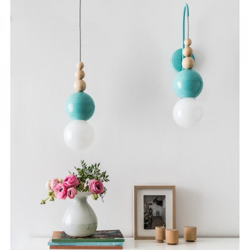 Loft Bala miętowa lampa wisząca KOLOROWE KABLE