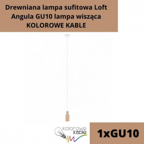 Drewniana lampa sufitowa Loft Angula GU10 lampa wisząca KOLOROWE KABLE