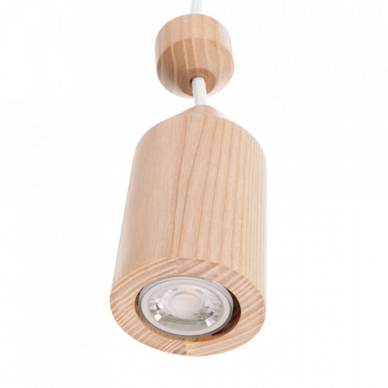 Drewniana lampa sufitowa Loft Angula GU10 lampa wisząca KOLOROWE KABLE