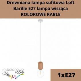 Drewniana lampa sufitowa Loft Barille E27 lampa wisząca KOLOROWE KABLE