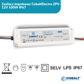 Zasilacz impulsowy CobaltElectro ZPV 12V 100W IP67