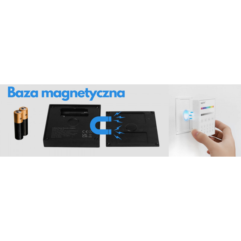 STEROWNIK MI-LIGHT B4-B 2XAAA RGB/CCT - 4 STREFY - CZARNY