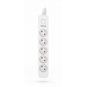 Przedłużacz KERG z wyłącznikiem-5 gniazd-biało-szary-5m-16A-H05VV-F-3x1,5mm2