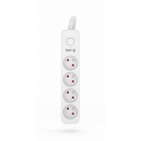 Przedłużacz KERG z wyłącznikiem-4 gniazda-biało-szary-5m-16A-H05VV-F-3x1,5mm2