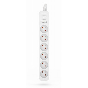 Przedłużacz KERG z wyłącznikiem-6 gniazd-biało-szary-3m-16A-H05VV-F-3x1,5mm2
