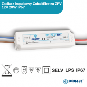 Zasilacz impulsowy CobaltElectro ZPV 12V 20W IP67