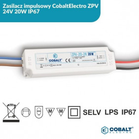 Zasilacz impulsowy CobaltElectro ZPV 24V 20W IP67
