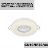 Oprawka halogenowa, sufitowa  - hermetyczna IP20/44 - okrągła, stała, tłoczona - biała matowa