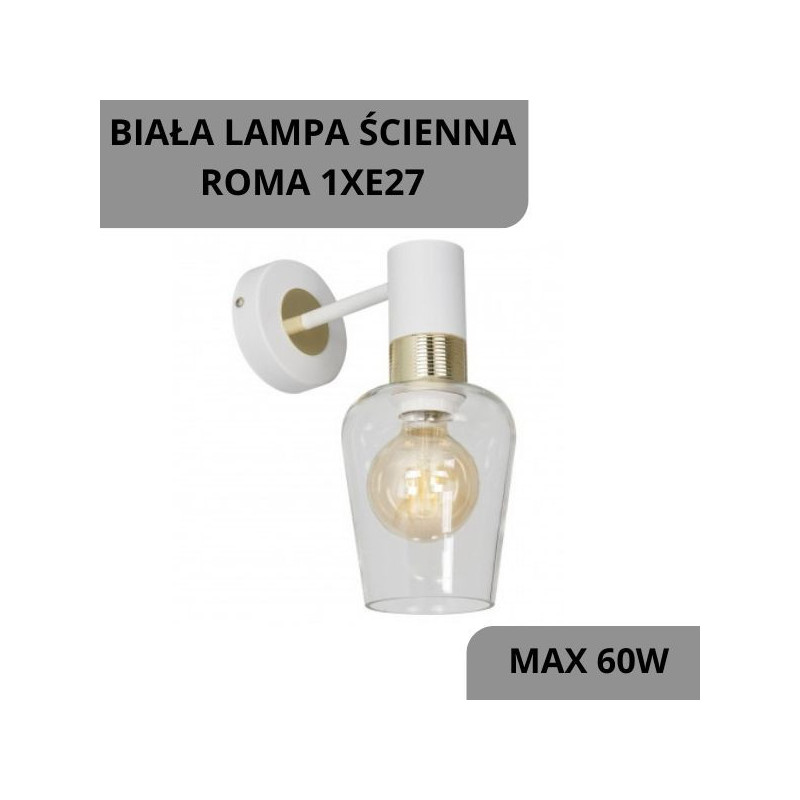Biała lampa ścienna ROMA 1xE27